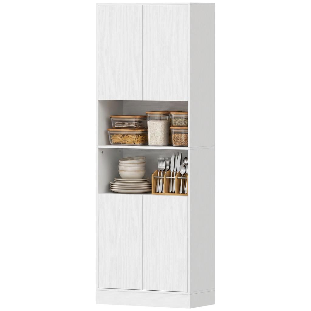 170 cm Tall Kitchen Cupboard Soft-Close Hinges White Wood Effect