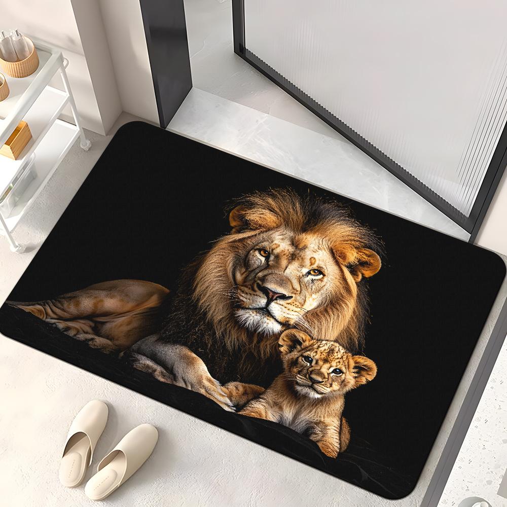 1pc of a Lion Design High-Definition Printed Doormat, Featuring a Non-Slip Surface Suitable for Bathroom Floors, Made from Microfiber That Absorbs Moi