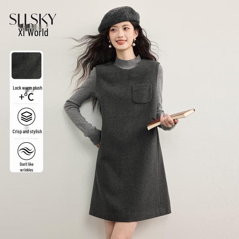 

Sllsky Women s Straight Sleeveless Woolen Vest Dress XL