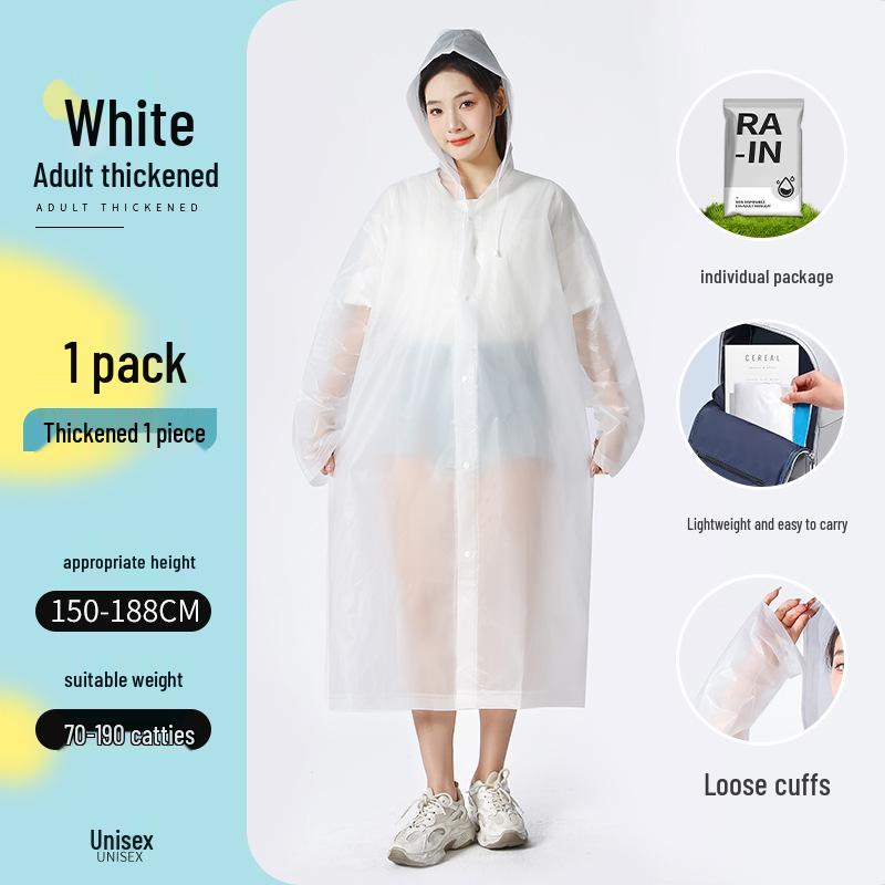 Adults' thickened and lengthened non-disposable raincoat with full-body protection, kids' transparent EVA raincoat.