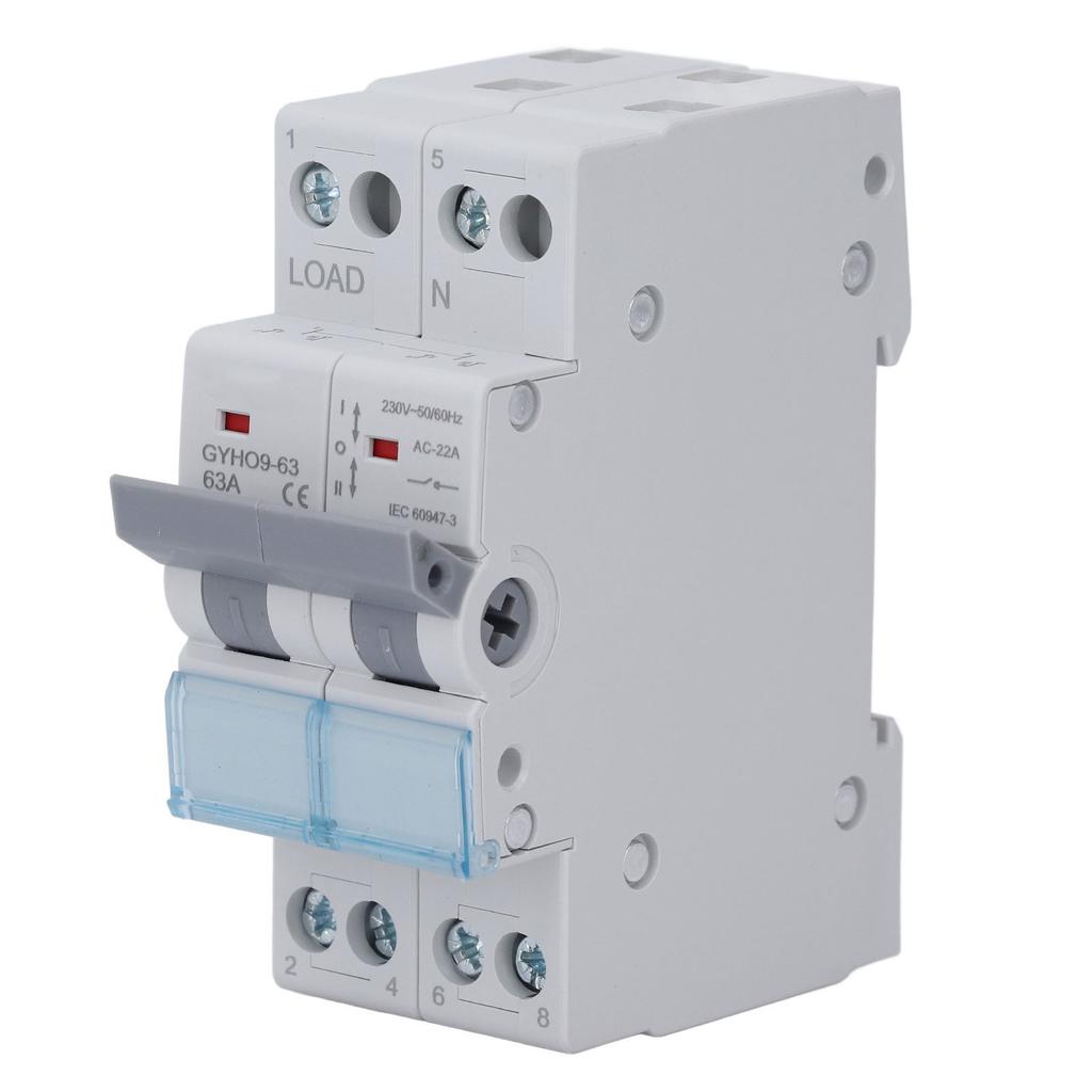 Manual Transfer Switch 2P 63A DIN35mm Rail Mount Double Power Generator Transfer Switch