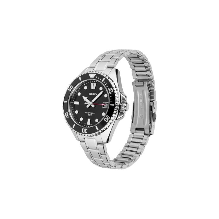 Casio MDV-10D Series 50M Waterproof Casual Quartz Movement Stainless Steel Strap Watch Women watches Black MDV-10D-1A1V