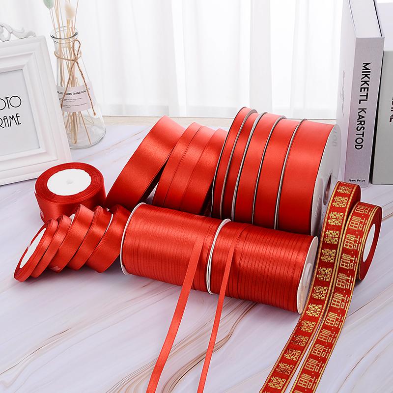 22Meters/roll 6mm 10mm 12mm 15mm 20mm 25mm 40mm 50mm Red Silk Satin Ribbons DIY Wedding Birthday Party Decorative Satin Ribbons