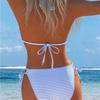 1011 New Bikini Two-piece Set European and American Neck Strap Sexy Swimsuit Printed Swimsuit Set