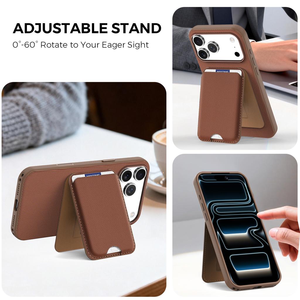 2 in 1 Tech Fabric Magnetic Case for Iphone 17 Promax Air 16 Pro Max 15 14 13 12 11 Kickstand Card Bag Cards Holder Phone Cover