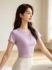 Women's Quick-Dry Yoga Set: Short Sleeve, Breathable, Slimming Running Top for Summer Fitness