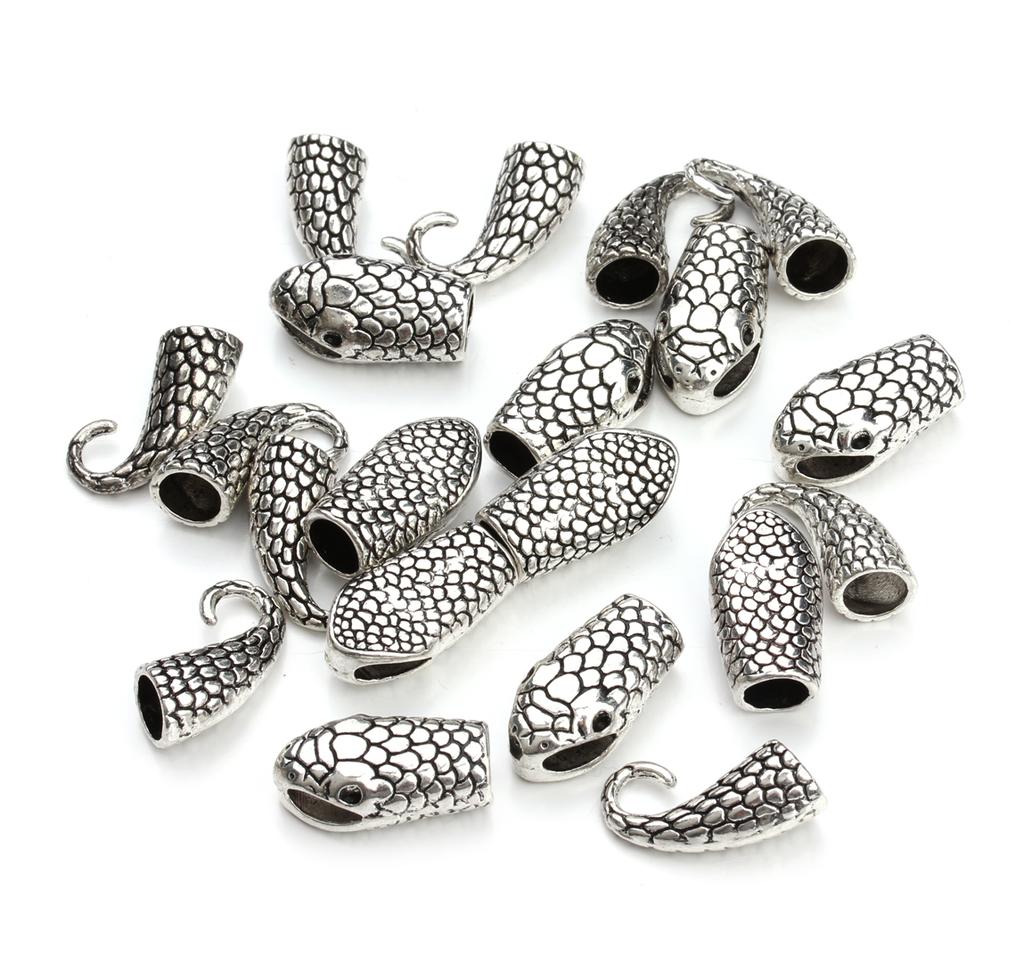 10er-Set Metall-Schlangenverschlüsse für Schmuckherstellung, Endkappenverbinder passend für 7 mm Lederkordel, DIY-Armband- und Halskettenzubehör