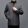 Men's Mid-length Double-sided Cashmere Coat with Detachable Down Liner, Thickened and Warm for Mid-aged