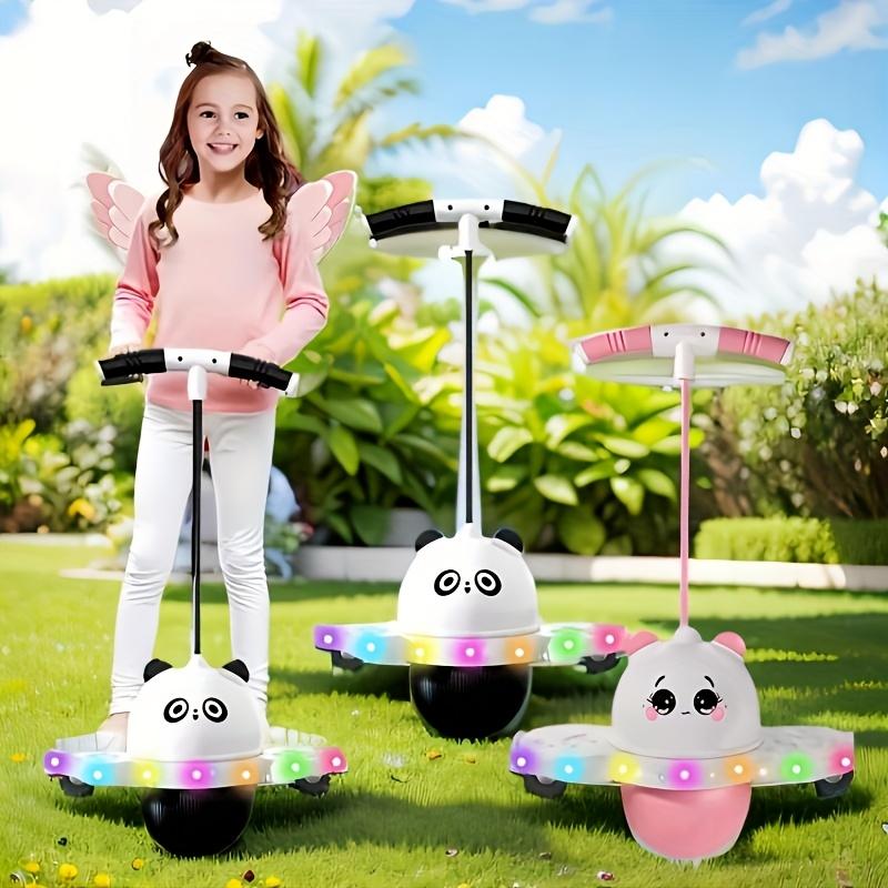 LED illuminated bouncing ball - a fun balance and coordination toy suitable for both children and adults. Pink/black plastic bou