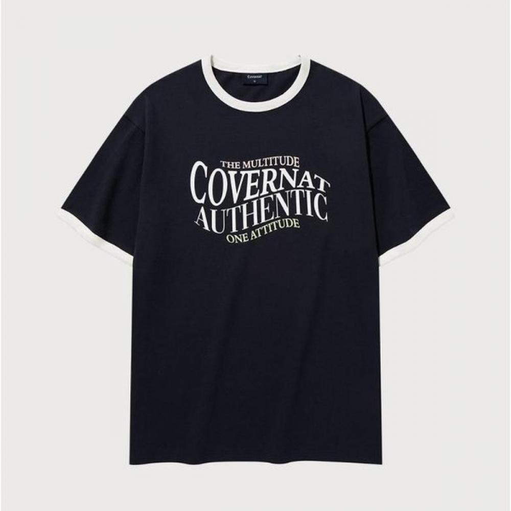 

CovernaT Typo Graphic Ringer T shirT Dn Wh B1 co2502sT12 CO2502ST12 DN S