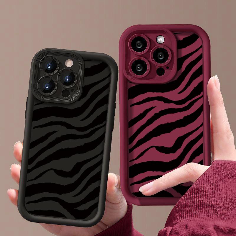 Zebra Striped Pattern Soft Case For iPhone 17 Air 16 15 14 Pro Max 15 16 Plus 13 12 17 Pro 11 Candy Color Shockproof Phone Cover