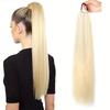 24 Inch Straight Ponytail With Elastic Band Synthetic Ponytail Extension Wrap Around Heat Resistant Pony Tail For Women