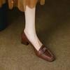 Fashion New Retro Women's Fashion Square Toe High Heels 2025 Spring and Summer Women's Butterfly Decorative Office Girl Mid-heeled Shoes