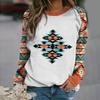 Women's Pullover Loose Sweater Multicolor Striped Round Neck Long-sleeved T-shirt