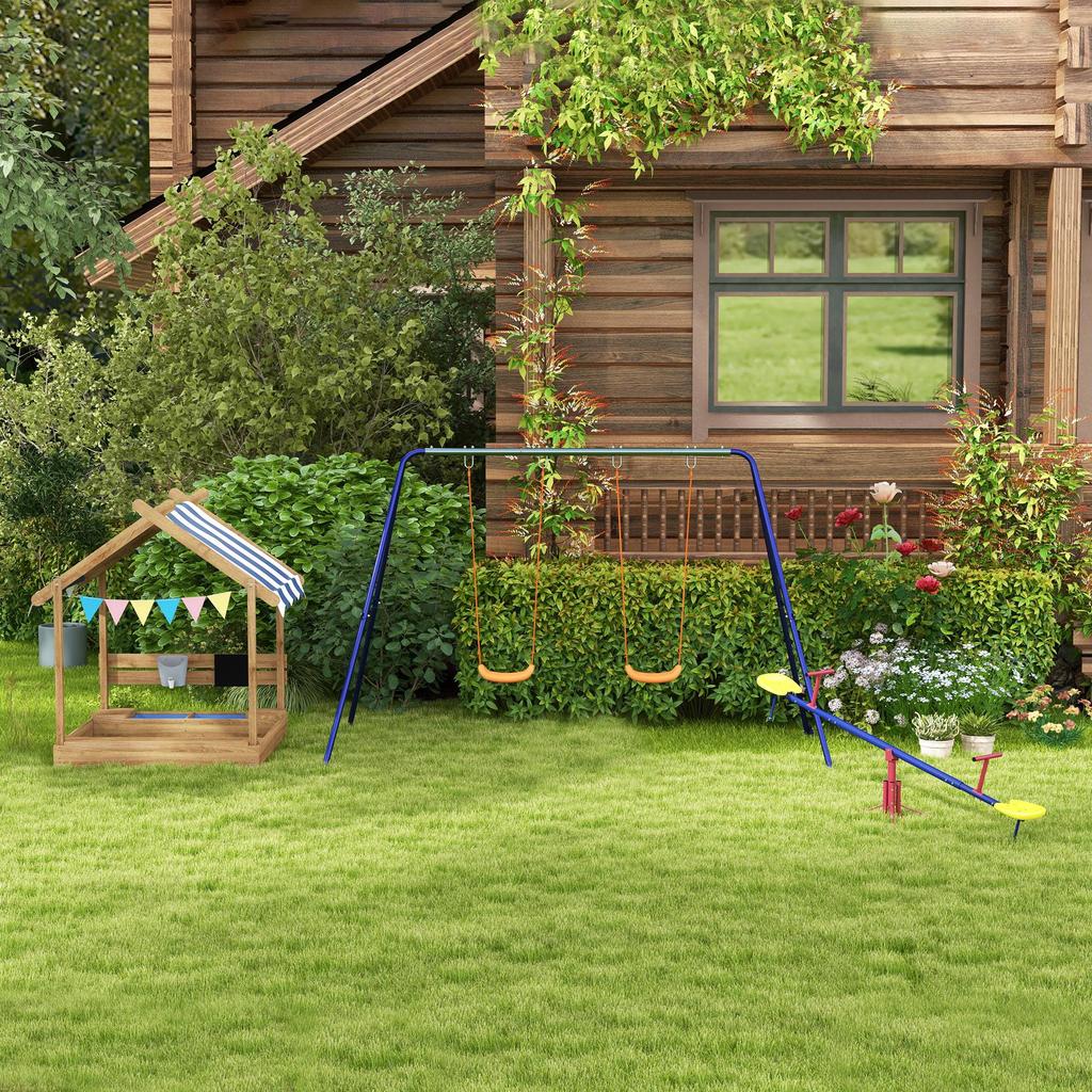Kids' Swing Set with 2 Swing Seats, for 3-8 Years, Steel, 2.7 x 1.6 x 1.8 m