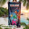 Among Us Beach Towel, Personalized Custom Text, Quick Dry Soft Large Towel For Swimming Pool Travel