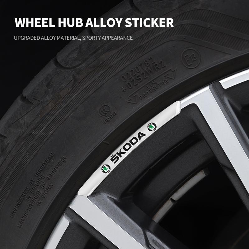 DZXB5 4Pcs Car Wheel Hub Badge Tire Rim 3D Stickers For Skoda Octavia MK2 MK 2 3 A5 A7 A8 Fabia Karoq Superb Rapid Kamiq Scala