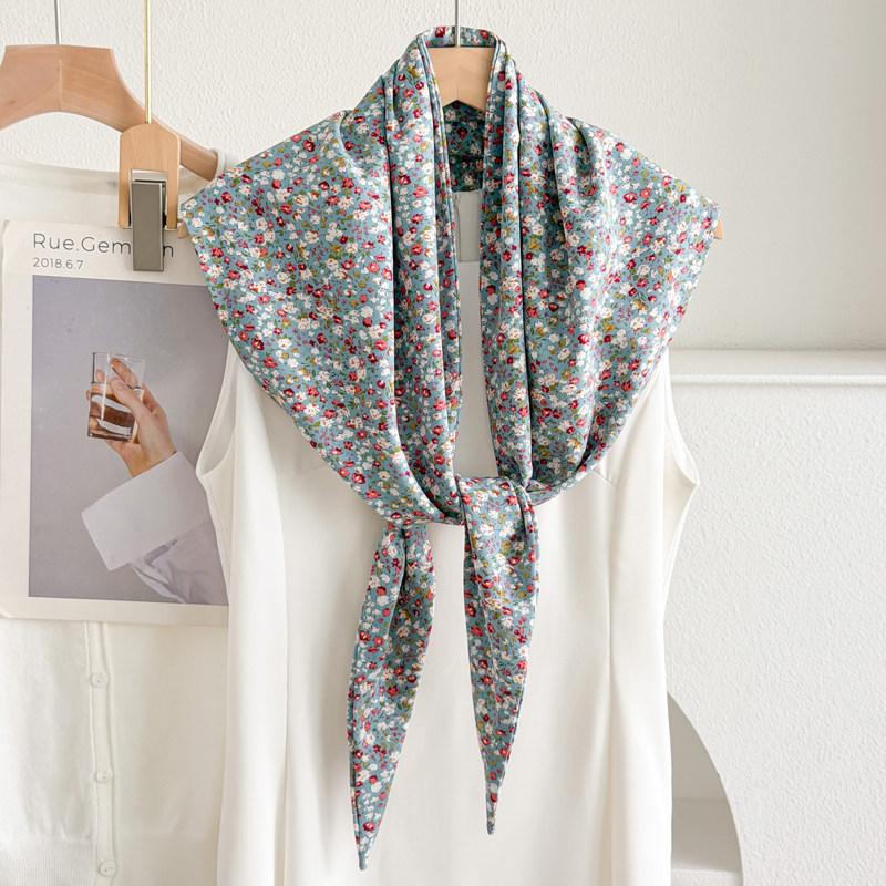 Cheongsam Shawl Women's Summer Outfit Simulation Silk Ethnic Style Triangle Scarf Cloak Versatile Tassel Travel Photo Scarf