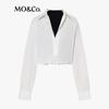 MO&Co. Black Wool Blend Vest & White Shirt Two-Piece Set