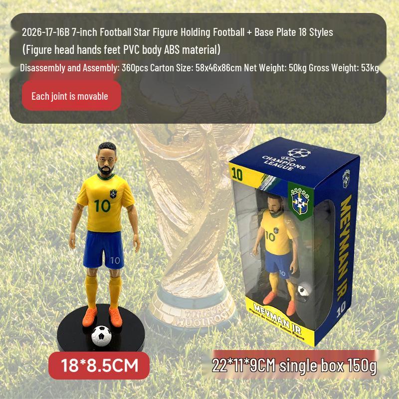 2026 World Cup Soccer Stars Figurines: CR7, Messi, Neymar, Mbappé Dolls