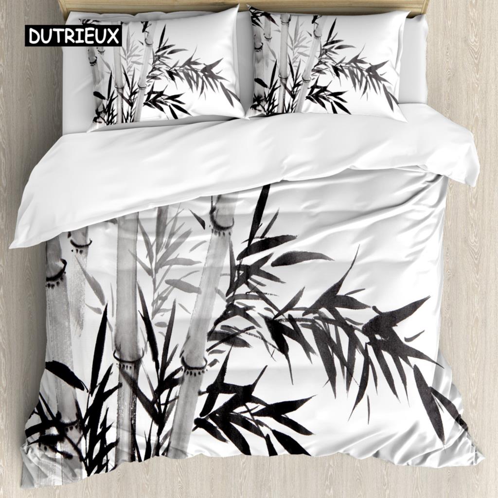 Japanese Duvet Cover Set Simplistic Cherry Blossom Tree Botanic Themed Pattern Fresh Organic Lines Bedding Set for Kids Girls