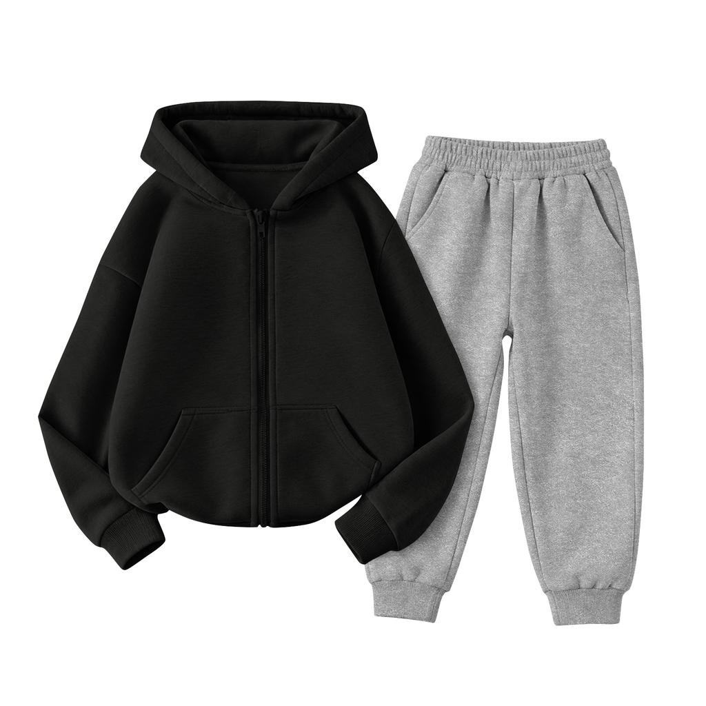 Kinder Unisex Kapuzenpullover und Jogginghosen Set - Lässiges Sport Outfit mit Pullover Sweatshirt und Passender Hose für Jungen Mädchen