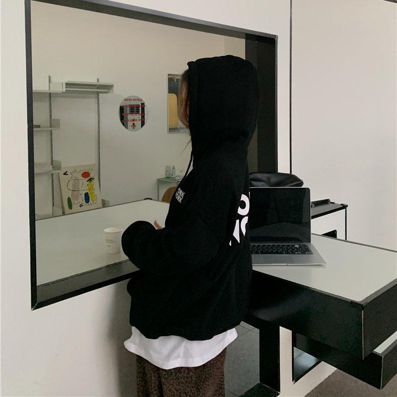 Women Long Sleeve Hooded O Neck Loose Pullovers Female Tops Solid Color Sweatshirts