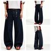 Men Women Straight Cut Denim Pants Deep Blue Washed Cotton Low Rise Casual Trousers