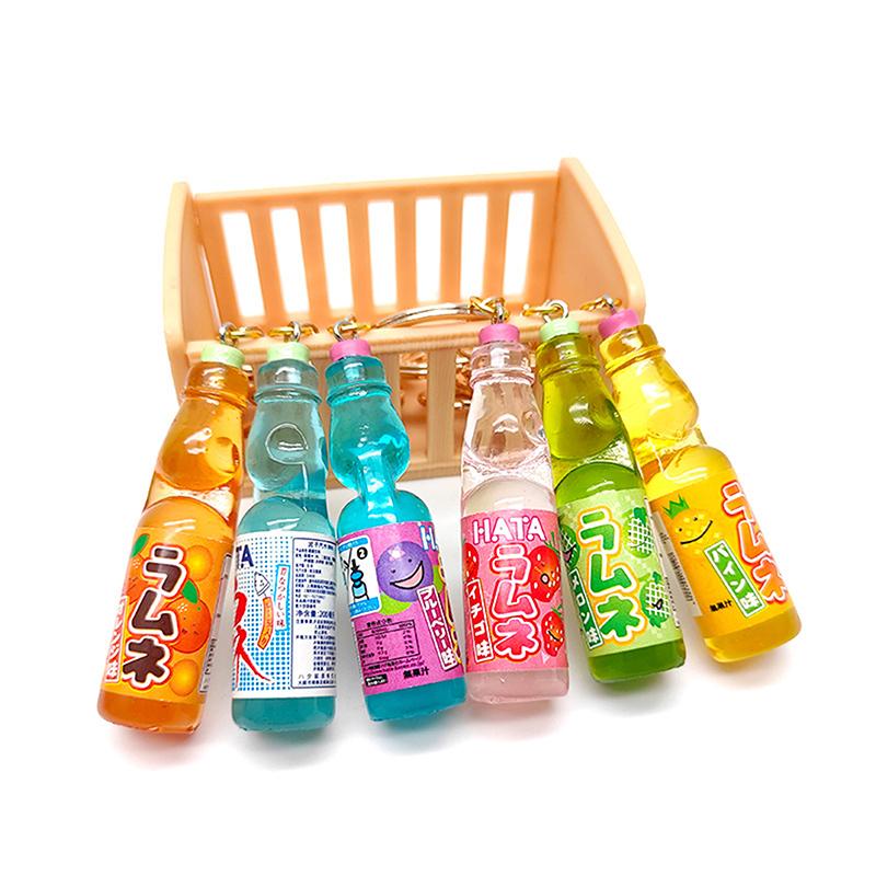 1 Piece Cute Creative Miniature Soda Drink Charm Mini Dollhouse Ornament Simulation Japanese Marbles Bobble Soda Keychain