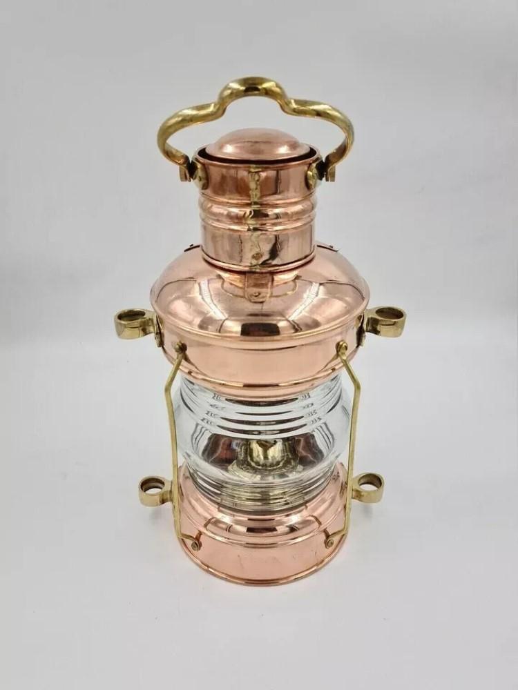 14" Anchor Oil Lamp Brass & Copper Nautical Maritime Ship Lantern Boat Light