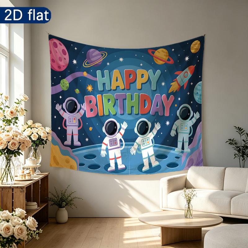 Space Birthday Backdrop 1pc - Polyester Background