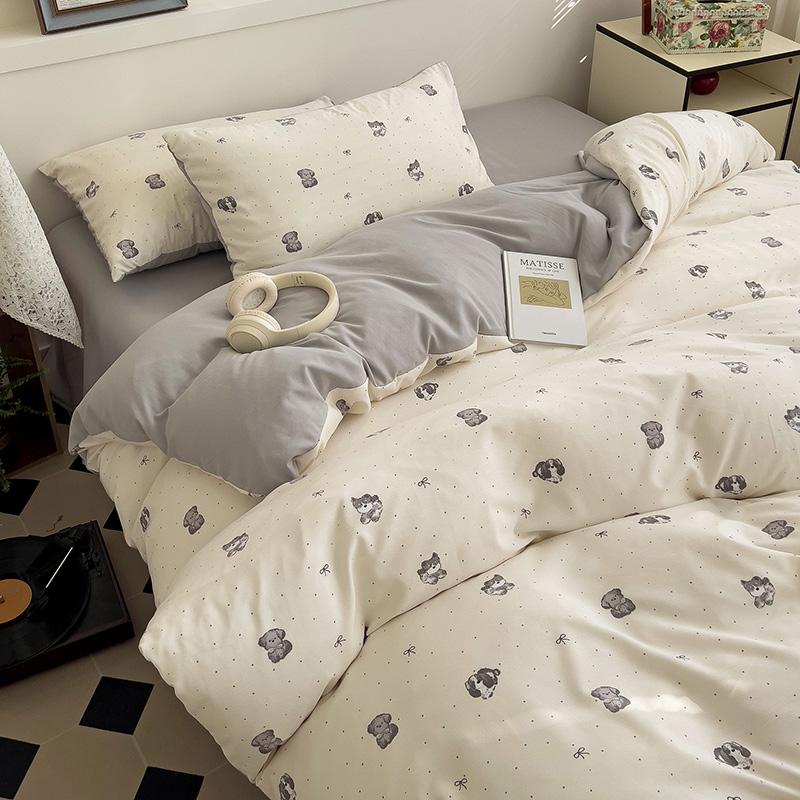 Ins Pink Flowers Bedding Set Flat Bed Sheet Duvet Cover Twin Full Queen Nordic Bed Linen Boy Girl Bedding Sets Floral Princess