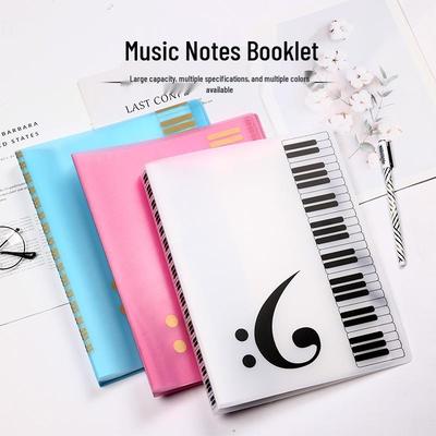 Dosar muzical A4 cu 40 de pagini - Foaie de partitură cu portativ de pian multistrat cu design de note colorate
