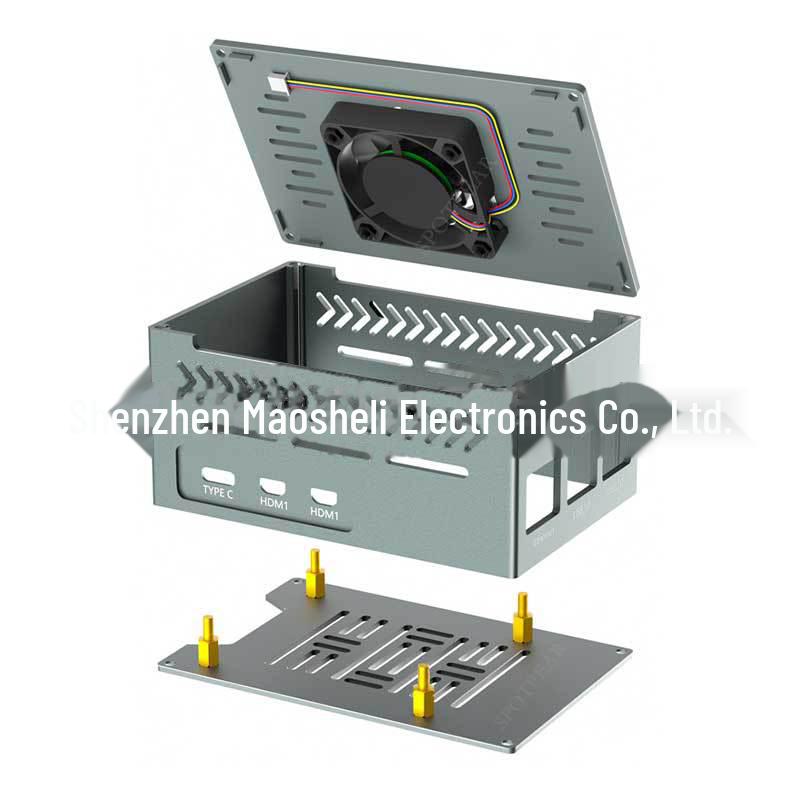 Raspberry Pi 5 Gehäuse aus Aluminiumlegierung mit Kupfer-Kühlkörper & Lüfter, unterstützt PCIE-Erweiterung