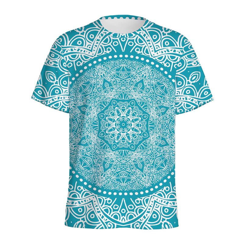 Bohemian Mandala Pattern T Shirt Men Kaleidoscope 3D Printed T-Shirts Summer Fashion O-Neck Loose Short Sleeve Tees Streetwear
