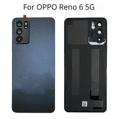 Back Glass For OPPO Reno 6 5G Back Battery Cover Rear Door Housing  with Camera Lens Replacement Parts