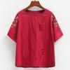 Middle Aged Elderly Lady Summer Clothing Mom Elderly Embroidered Pure Cotton T-Shirt Short Sleeve Large Size Top