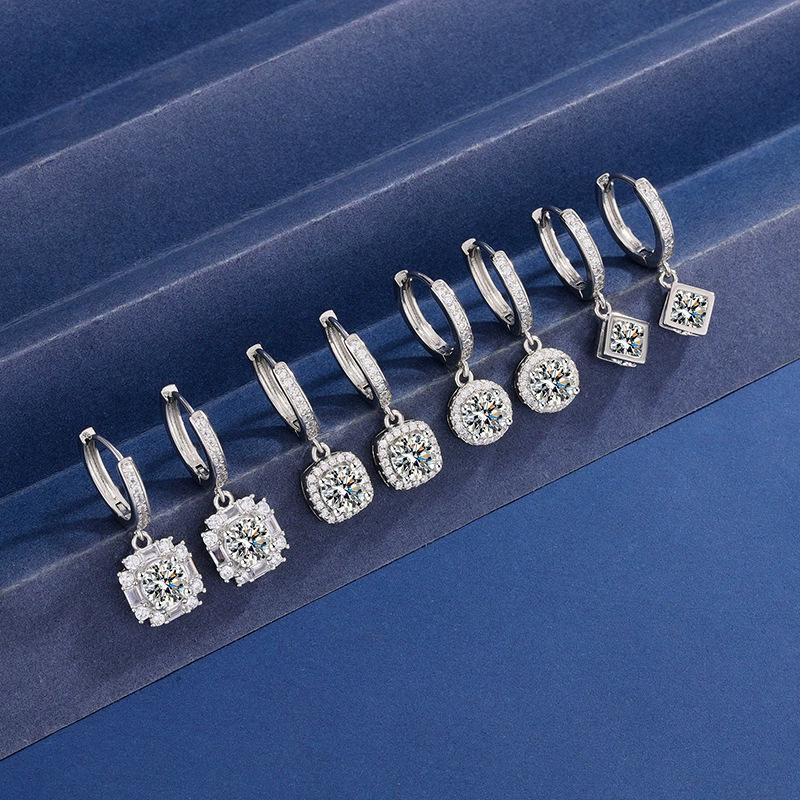 Zircon Hollow Star Stud Earrings for Women Classic Round Square Fashion Ear Cuffs