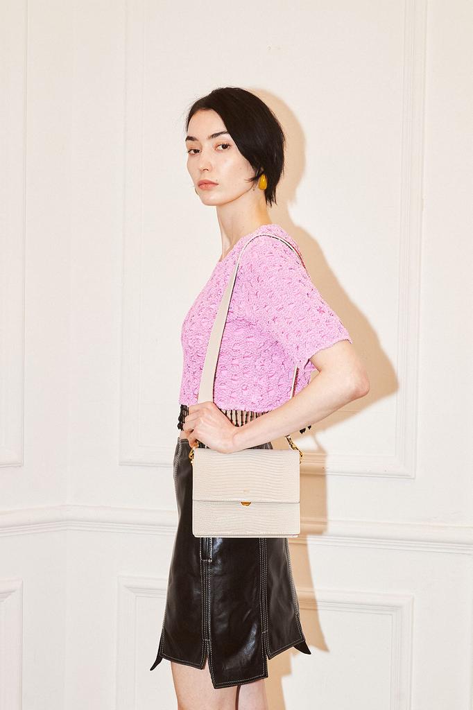 [JW PEI] Mini Flap Mini Shoulder Bag - Ivory White with Lizard Embossing