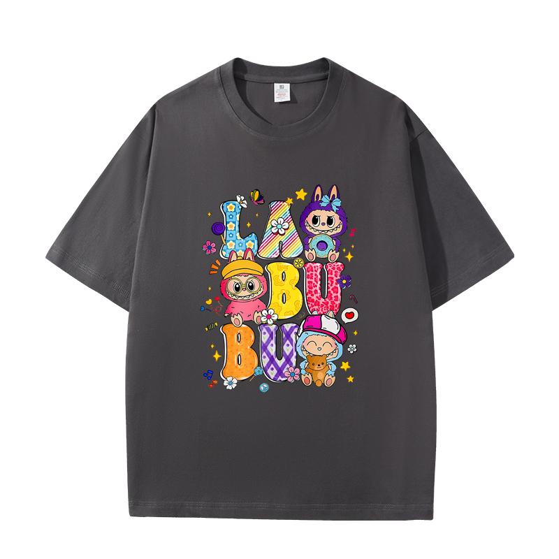 D06-53 MINISO 2026 Summer High-quality Printed Pure Cotton Shoulder Style Men's and Women's Round Neck Short Sleeved Couple T-shirt
