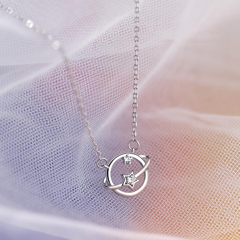 Flash Diamond Dream Universe Starry Sky Necklace Female Simple Design Clavicle Chain Temperament Planet Necklace