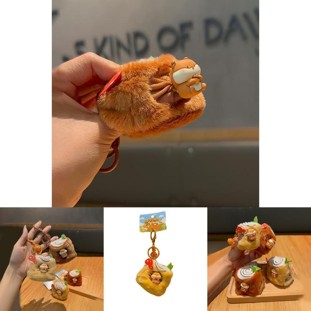 Treehouse Squirrel Keychain With Plush Texture And Interactive Toy For Teen Gift