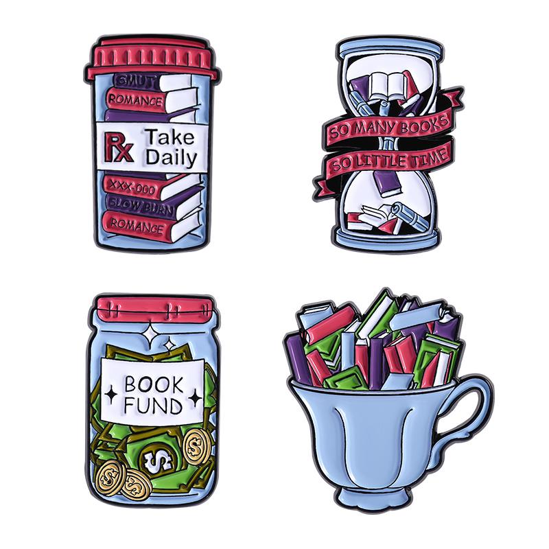 Book Storage Enamel Pins Custom SO MANY BOOKS SO LITTLE TIME Brooches Lapel Badges Clothes Funny Jewelry Gift for Friends