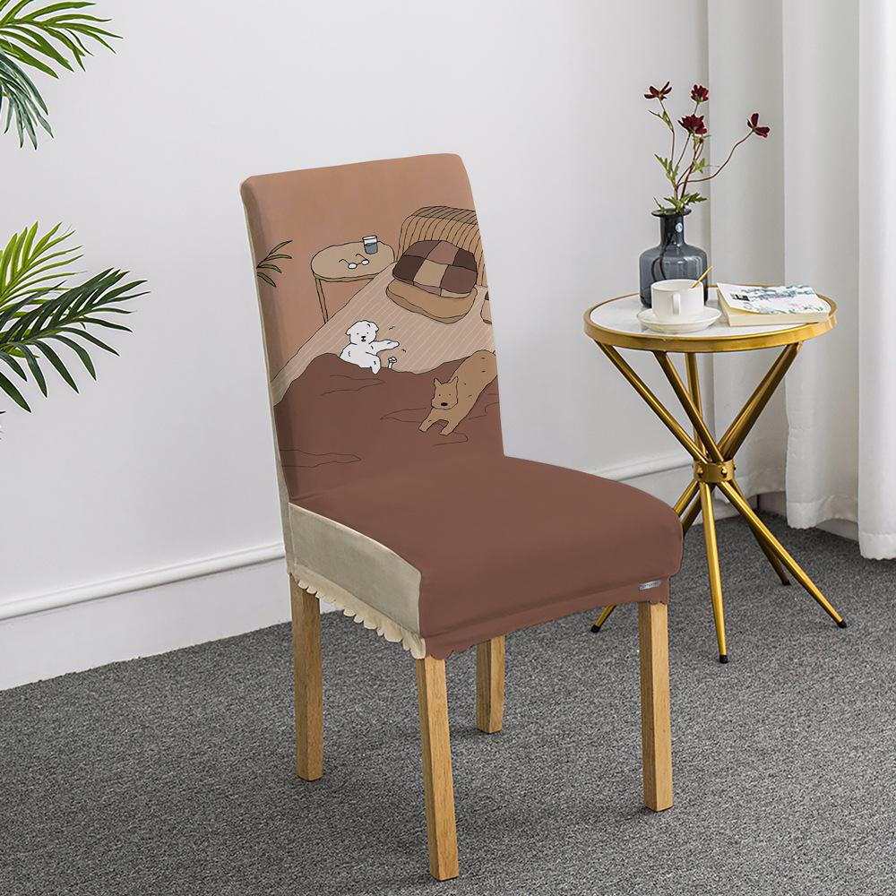 Cartoon Ausflug Welpen Stuhlset Esstischdecke Haushalts Sitzbezug Stuhlkissen Elastisch Niedlich All-inclusive Neues Modell