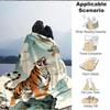 1pc Tiger Print Blanket, Lightweight Flannel Fleece with Digital Printing, Soft Warm for Sofa, Travel, Camping, Office, Couch, Chair, and Bed, All-Sea
