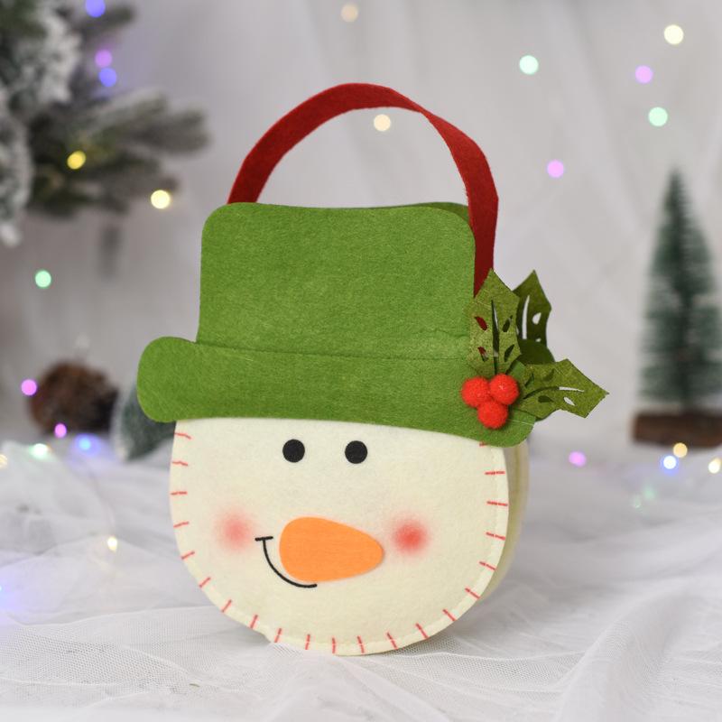 Christmas Creative English Apple Bag Cartoon Old Man Snowman Children's Gift Candy Bag Flannel Red Handbag