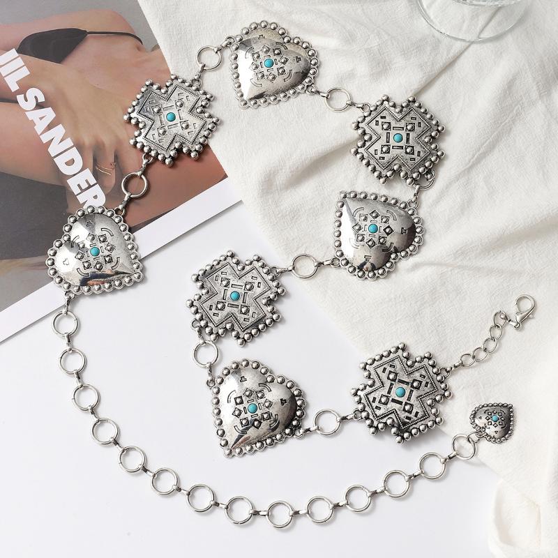 Bohemian Style Turquoise Decorated Women'S Waist Chain Body Chain Jewelry  Accessory