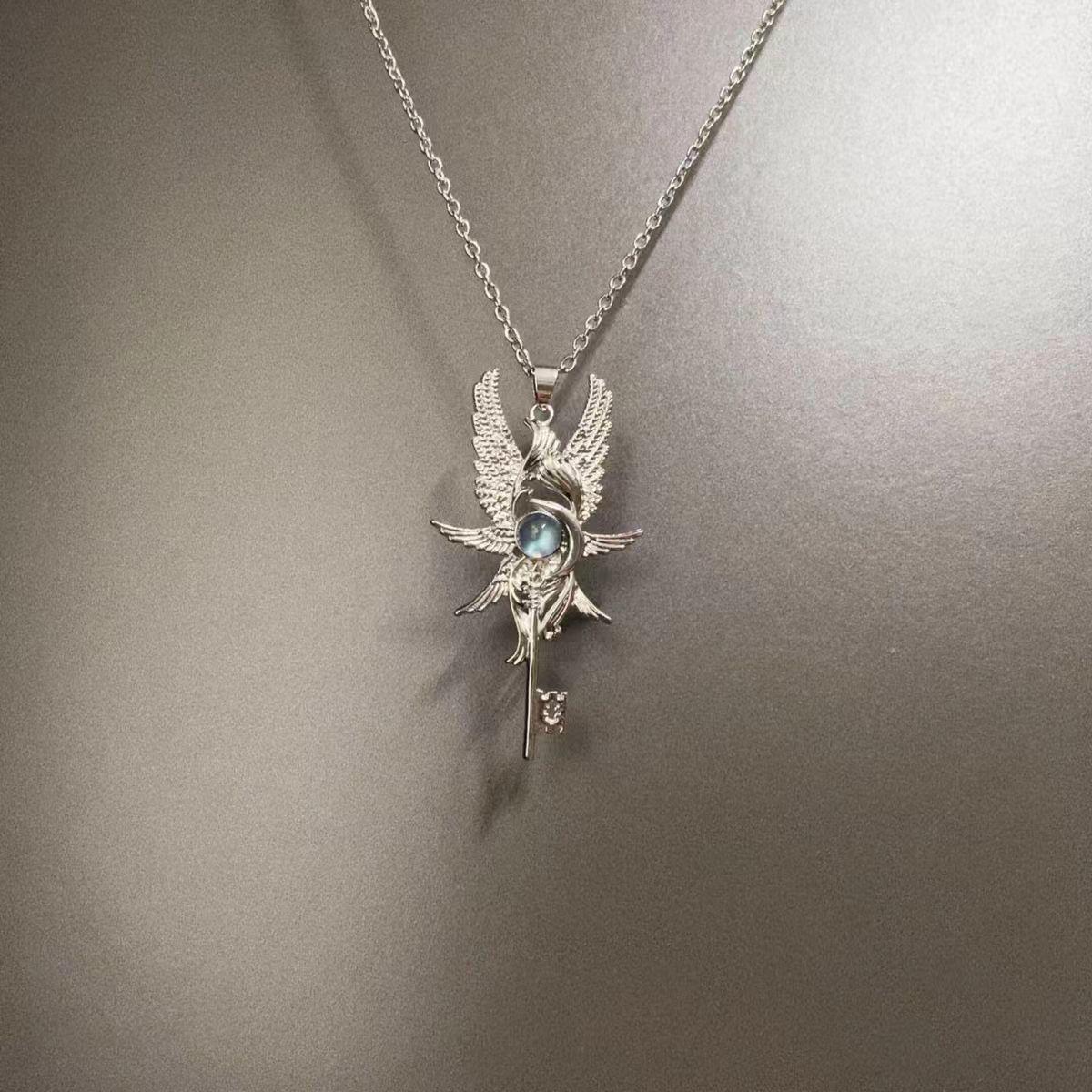 Готический кулон-ожерелье Темный Ангел: Ретро-цепочка на ключицу Y2K для женщин, Модные и крутые аксессуары