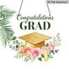 2D Flat Aluminum Graduation-themed Wall Hangings, Available in Various Sizes, Featuring Gold Glitter Graduation Caps and Watercolor-style Pink Roses