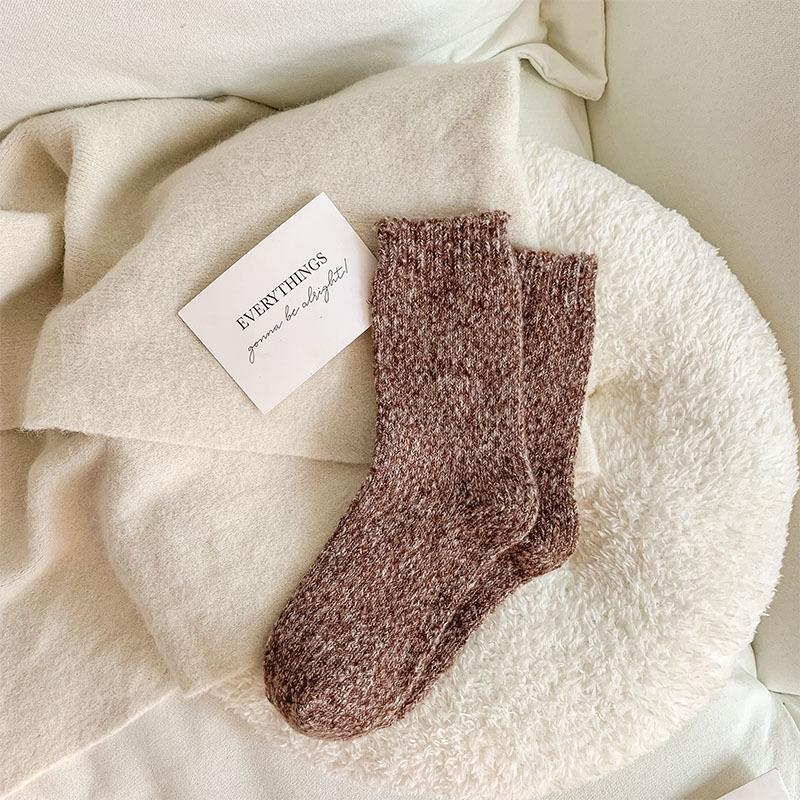 Autumn Winter Thicken Warm Boots Floor Socks Wool Socks Women Japanese Fashion Harajuku Vintage Thermal Long Sock for Women Grey